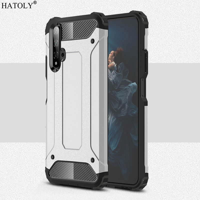 Чехол для Huawei Nova 5T противоударный жесткий чехол бампер из силикона и жесткого