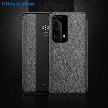 

For Huawei P40 Pro Case Luxury Thin Leather View Display Window Smart Flip Case For Huawei P40 Cover Huawei P40 Pro Phone Cases
