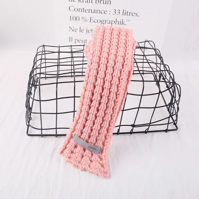Mingjiebihuo/ модный однотонный теплый и удобный мягкий шарф для детей от 1 до 10 лет, милый вязаный однотонный шарф - Цвет: Розовый
