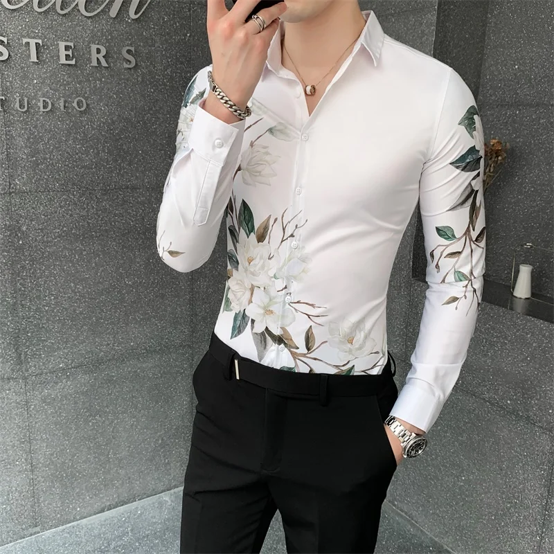 Floral Shirt Men 2020 Fall Long Sleeve 
