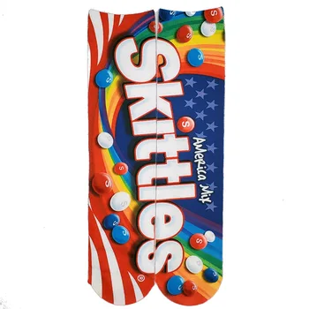 

Funny Socks Unisex Cotton Socks Men Women Socks 3D Printing Potato Chips Chocolate Fruit Candy Packing Harajuku Art Socks woman