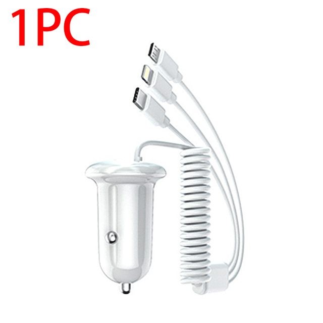 3 in 1 Cigarette Lighter Car Charger 15W 3 Cables Type-C/IOS/Micro-USB Mini Car Power Adapter Socket for GPS/DVR/Phone