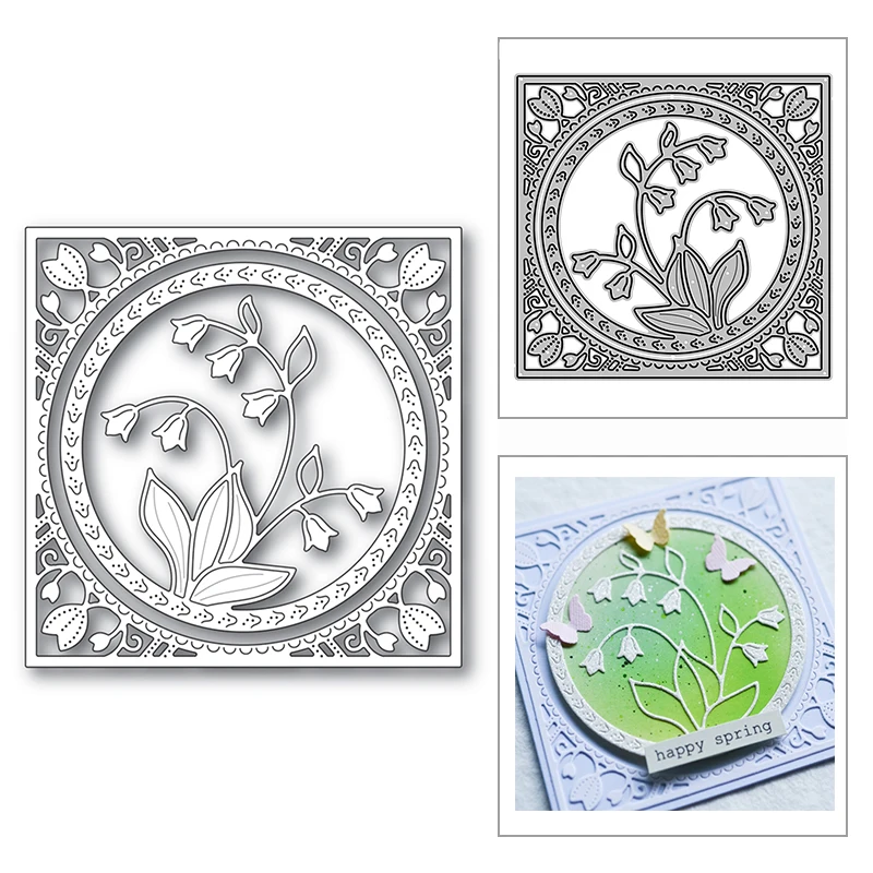 Новая квадратная рама Lily Of The Valley 2020 металлические штампы для Скрапбукинг Декор