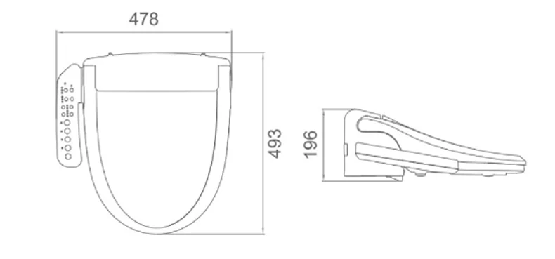 KB3200 Интеллектуальный комодный унитаз напряжение: 220 В~ 240 В 50 Гц L: 493 мм × Ш: 478 мм × В: 196 мм