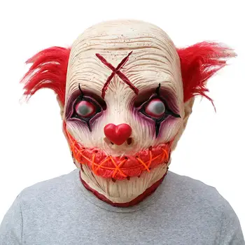

Halloween LED Glowing Red Hair Clown Mask Horror Latex Red Hair Clown Headgear Halloween Cosplay Masquerade Party Props