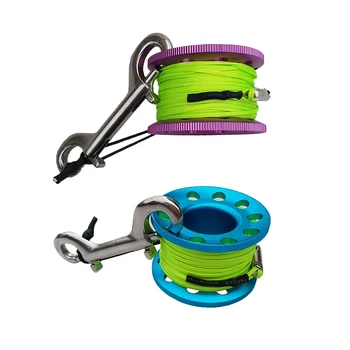 

2-Counted 49ft Scuba Diving Spool Multi Purpose Finger Spool Stainless Clip for Water Sports