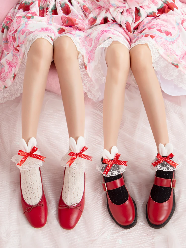 Женские носки* с кроликом Xiaonan, красивые кружевные носки Лолиты для девочек