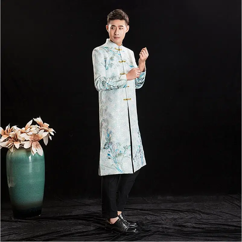 Длинный костюм для выступлений традиционный Восточный халат с драконом Азиатский Жених дизайн халат Китайская античная Мужская Свадебная одежда