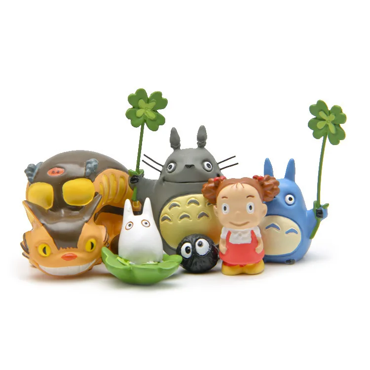 Ghibli Anime Totoro Bus Cat Clover Figure Desk Car Ornaments Miyazaki Hayao Model Fairy Garden Miniatures Craft Toys Home Decor | Дом и сад