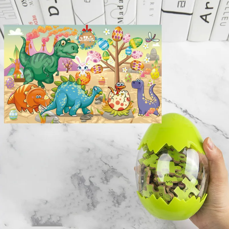 

60PCS Wooden Puzzles Dinosaur Toy Big Dinosaur Egg Packaging Puzzle Jigsaw Board Animal 3D Puzzle Educational Toys children Gift