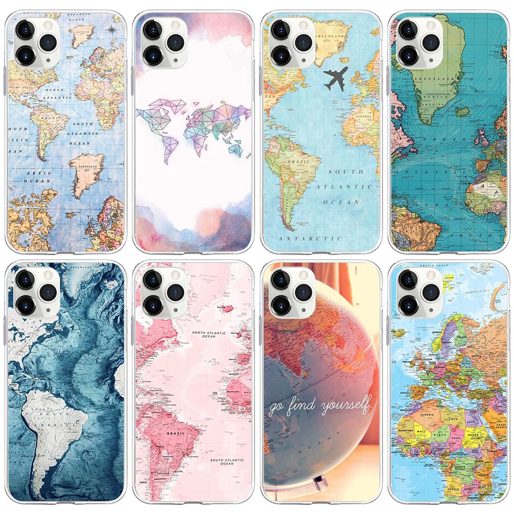 World Map Travel Soft TPU Shell For iP 11 Pro Max Back Cover For iP XR 8 7 6 6S Plus X XS Max 5S SE Phone Cases World Map Travel Soft TPU Shell For iP 11 Pro Max Back Cover For iP XR 8 7 6 6S Plus X XS Max 5S SE Phone Cases