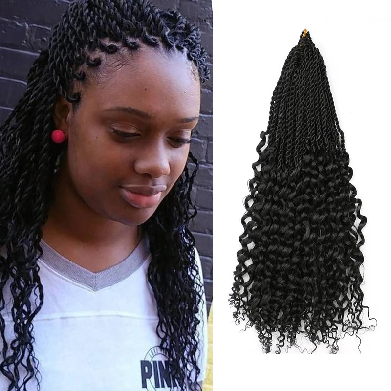 

18 Inch Crochet Hair Senegalese Twist Curly Ends Synthetic Omber Braiding Hair Extensions 30 Strands/package Twists Crochet Hair