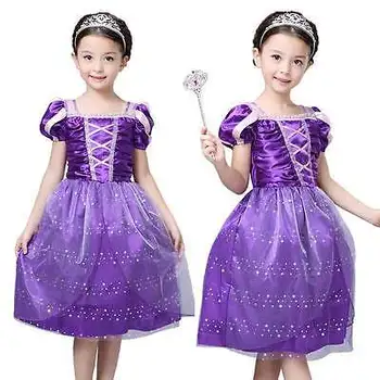 

2019 Xmas Dresses Kids Girls Cosplay Princess Purple Dress Gown Rapunzel Costumes Halloween Christmas Party Dancing Costume Hot