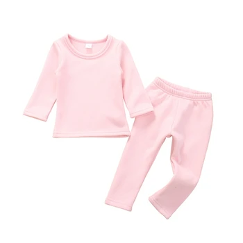 

Boys And Girls Cotton Solid Color Set Baby Girl Clothes Bottoming Shirt Pants Set Two Piece Long-Sleeved Trousers n