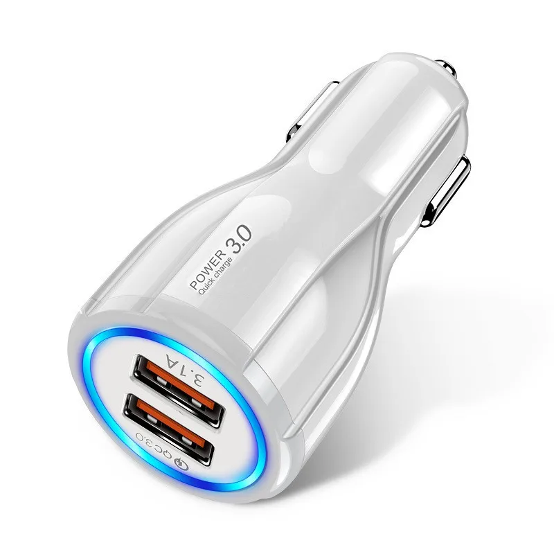 18W 3.1A Dual USB Car Charger for Phone Quick Charge 3.0 Fast USB Charger For Samsung iPhone Xiaomi Mobile Phone Charger in Car - Тип штекера: White