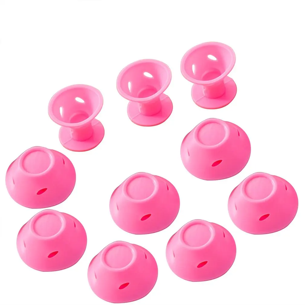 10pc pink Силиконовое устройство для завивки волос в форме гриба, Колокольчик для завивки волос, не повреждает волосы, бигуди, парикмахерские инструменты - Цвет: 10pc pink