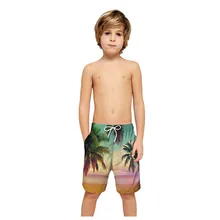 Пляжные шорты для мальчиков детская одежда для купания детские пляжные шорты быстросохнущие плавки для плавания с 3D-принтом штаны с принтом кокосовой пальмы