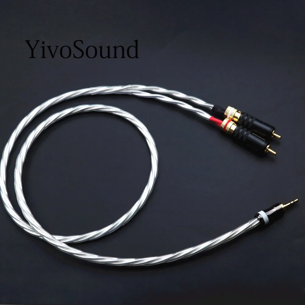 HIFI  Nordost silver aux 3.5mm  headset plug to 2rca jack  Audio signal line Computer and audio connection  cable 2rca cables