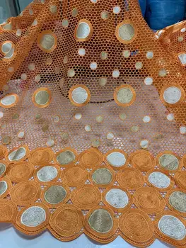 

Latest Fashion Orange African Cord Lace Fabric Nice Guipure Cloth For Evening Dress VRW87(5Yards/Lot)