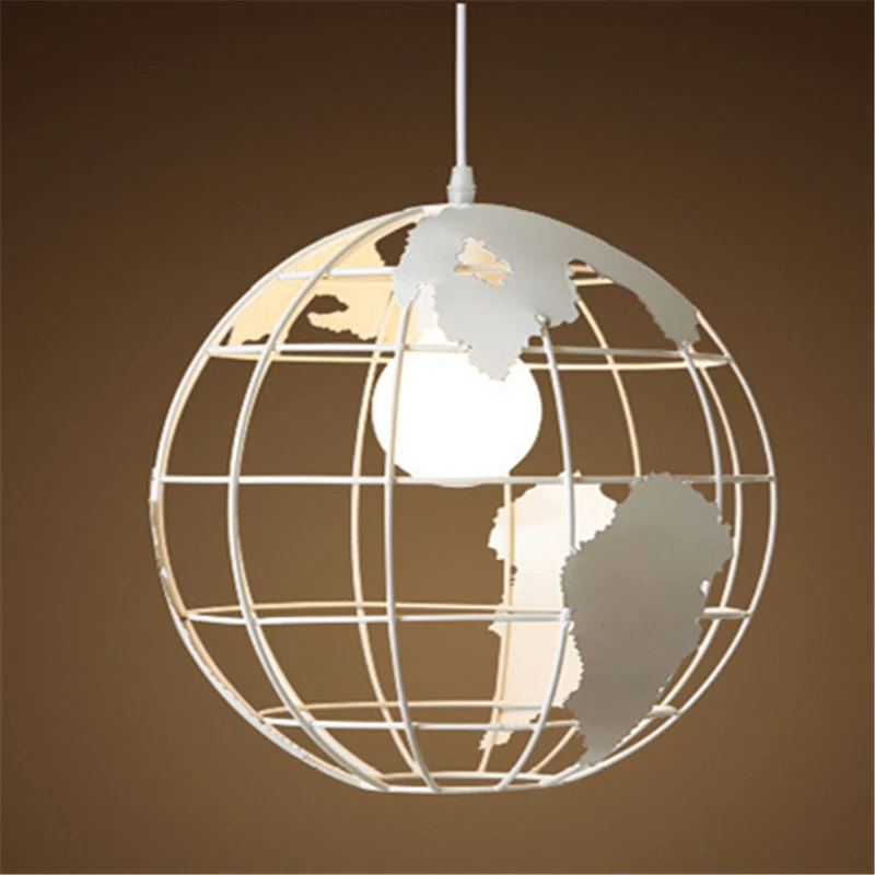 

American Country Restaurant Chandeliers Creative Bar Cafe Globe Decoration Lamp Wrought Iron Round Lamp Free Shipping LED Bulbs