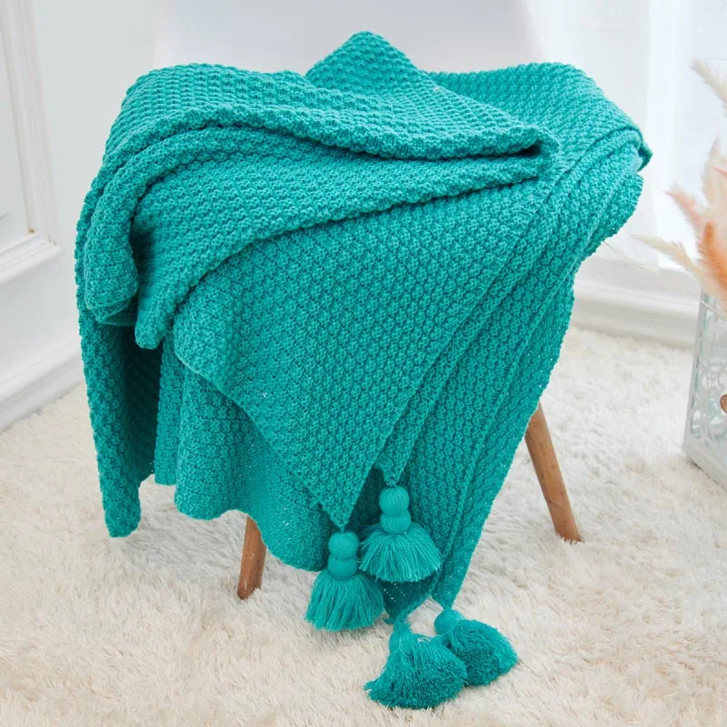 Вязаное одеяло с нитью для кровати, акриловое декоративное одеяло для дивана, s покрывало, подарок на день рождения, реквизит для детской фотосессии 120x180 см - Цвет: green