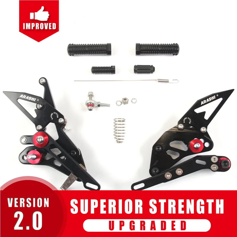 Араши 1 компл Регулируемые подножки для SUZUKI GSXR1000 2009- подножки GSXR-1000 2010 2011 2012 2013 фрезерный станок с ЧПУ - Цвет: Black