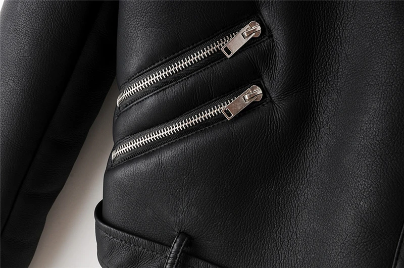 Женские Куртки из искусственной кожи черного цвета, Меховая куртка из искусственной кожи, женская уличная теплая куртка в байкерском стиле, зимнее пальто для женщин