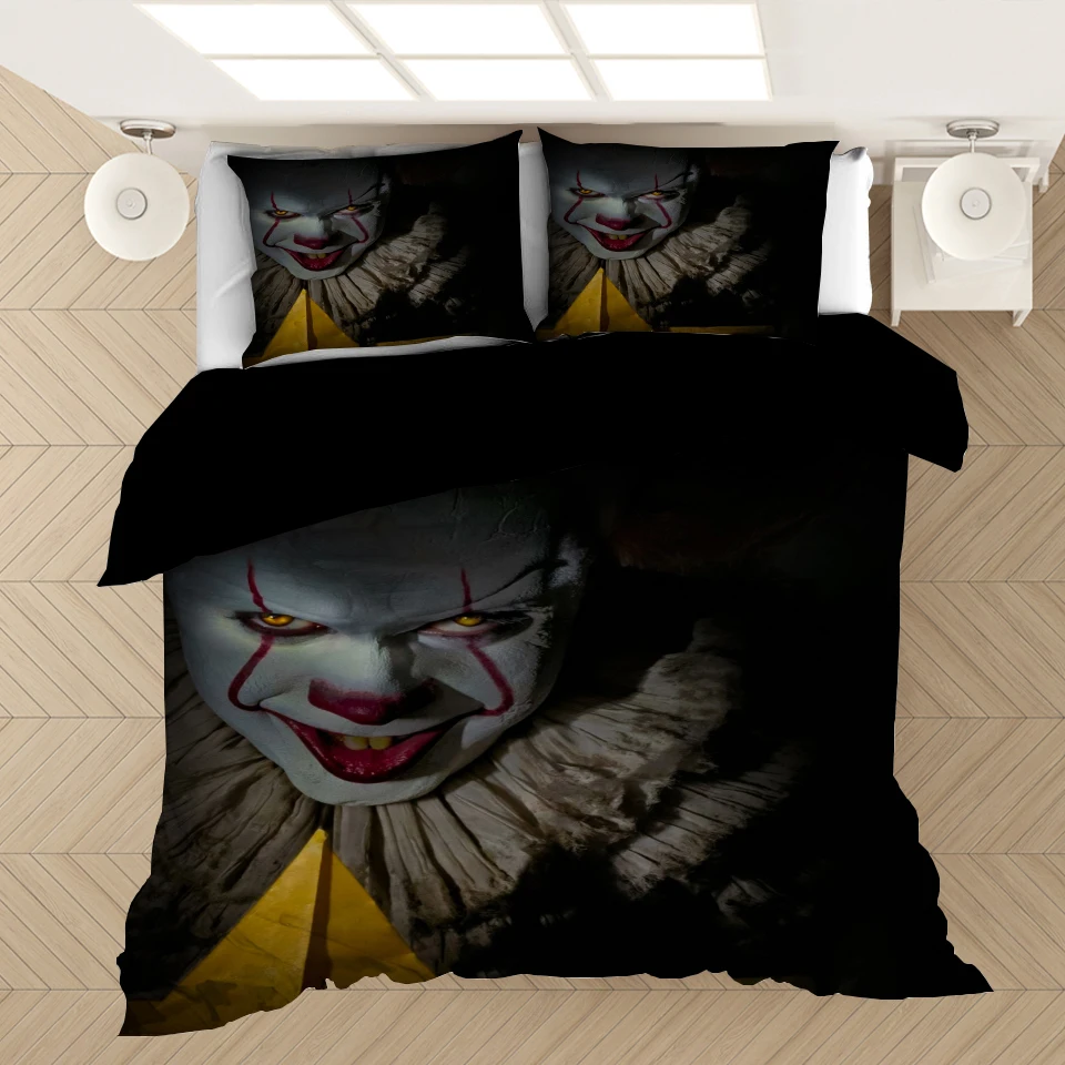 

Scary Clown Halloween Style Comforter Cover Set Vintage Design Collection of 3/4pcs Bedding Set Sheet Pillowcases Christmas Gift