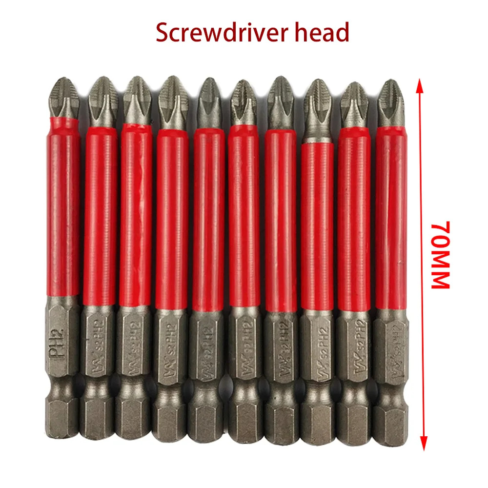 

10pcs 70/150mm Long Anti-slip Magnetic Ph2 Phillips Tip Screwdriver Bit Insert Driver Bit Philips 2# Screw Driver Bit Hex Shank