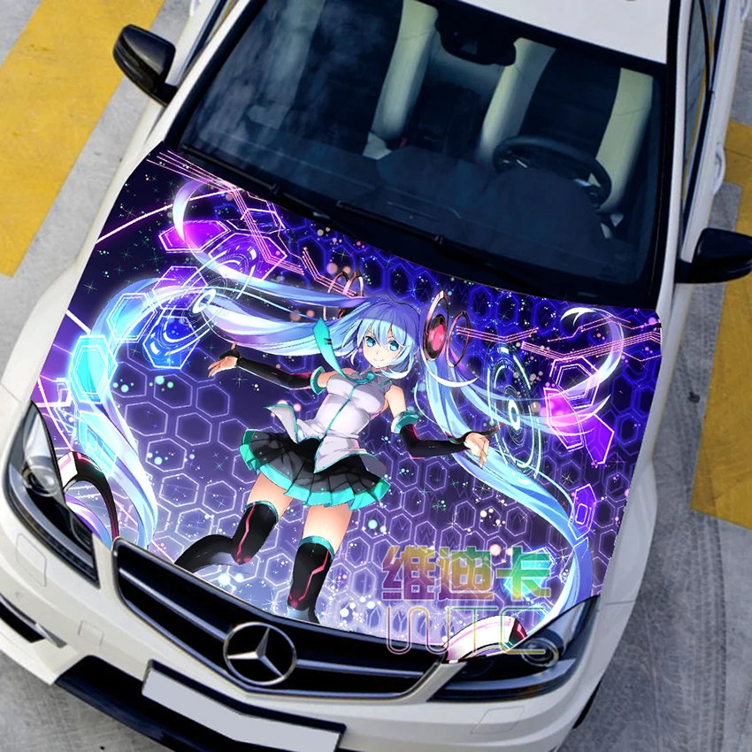 アニメインクジェットカラー印刷ステッカー初音ミクフードステッカーエンジンカバーデカールステッカーのために車の自動車アクセサリー アニメインクジェットカラー印刷ステッカー初音ミクフードステッカーエンジンカバーデカールステッカーのために車の自動車アクセサリー