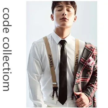

Vintage Letter PU 6 Clips Suspenders For Men Women Gentleman Brack Bridegroom Pants Shirt Decoration Wedding Accessories Gift