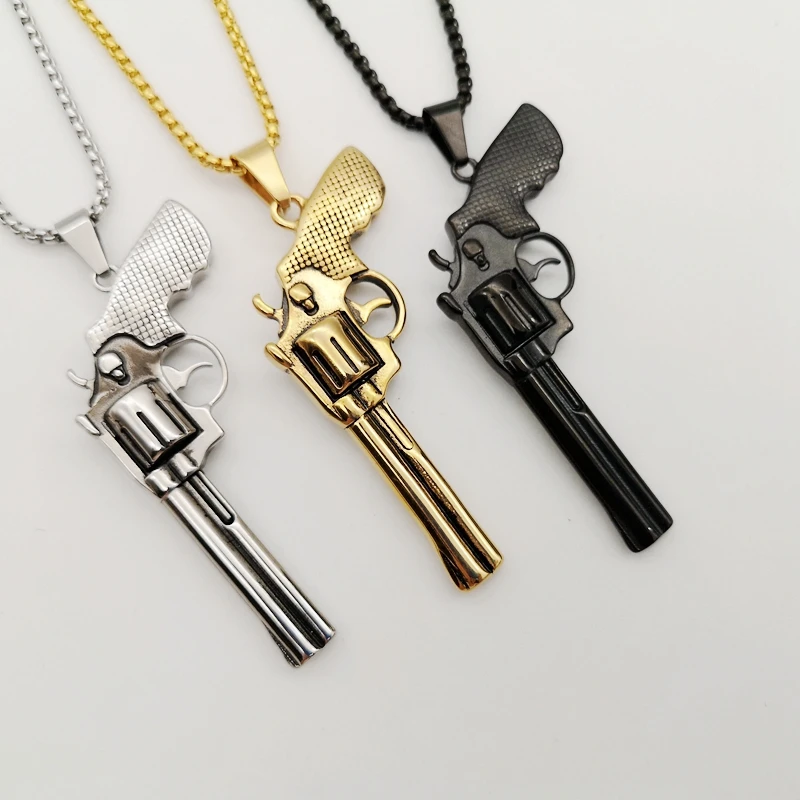 Мужское ожерелье с подвеской пистолетом из нержавеющей стали 316L|men pendant|gun