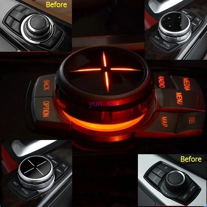 Idrive Upgrade Accessories For BMW 1 3 5 7 Series X1 X3 X4 X5 X6 E60 E90 F30 etc Car Interior Multimedia Knob Translucent Covers