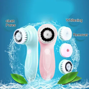 

Waterproof Facial Brush Deep Cleansing Vibrate Blackhead Removal Facial Soft Cleaners Massager with 3 Spin Brush Head XA87T