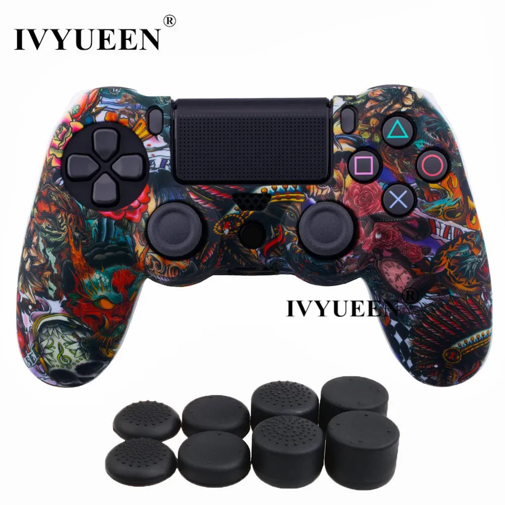 IVYUEEN для sony playstation 4 PS4 Pro тонкий контроллер защитный кожаный силиконовый чехол для Dualshock 4 защитный чехол для джойстика ручки для большого пальца