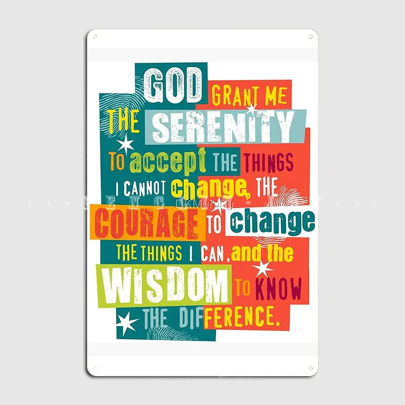 Serenity Prayer Original Graphic Design Metal Sign Wall Murale Home Classic Garage Decoration Tin Sign Poster