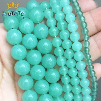

Round Natural Australia Jades Stone Beads Green Loose Spacer Beads For Jewelry Making DIY Bracelet Necklace 15inches 4/6/8/10mm
