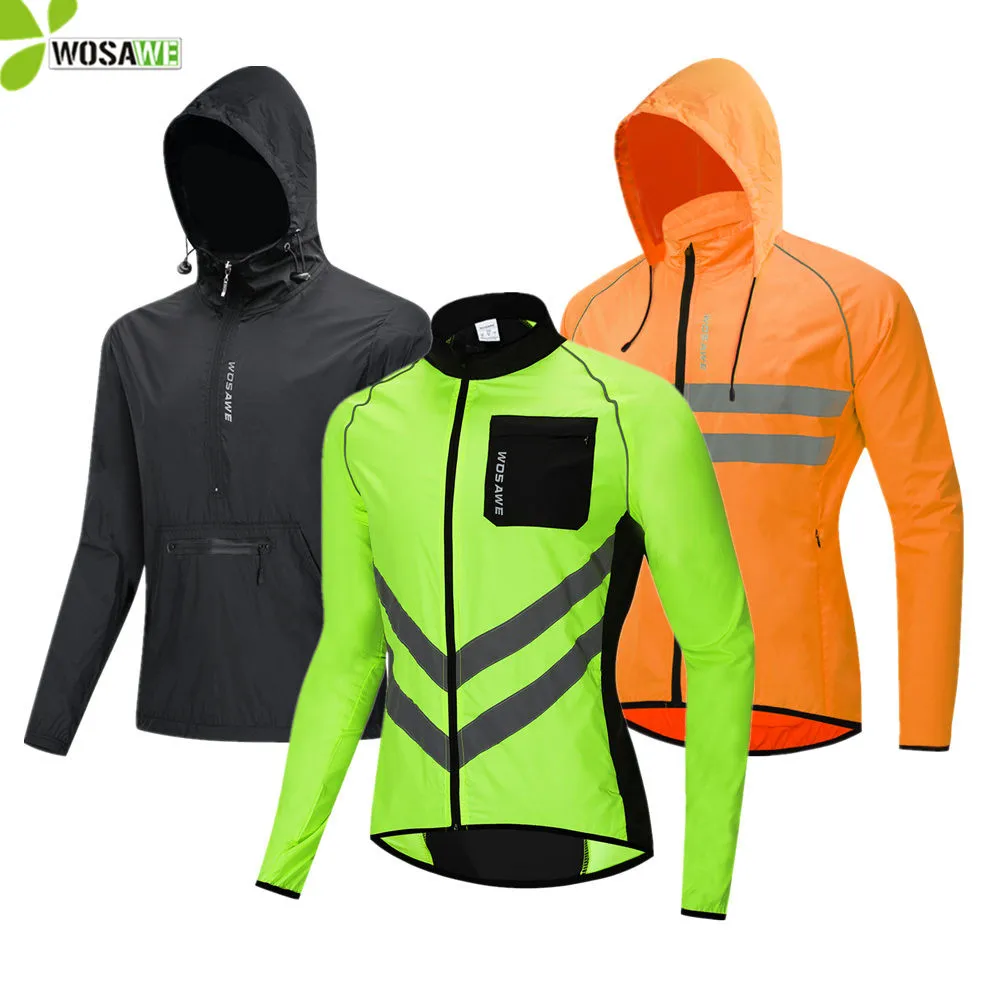 Mens Cycling Jacket With Hooded Windbreaker Lightweight Running Windproof Water-Resistant Coat