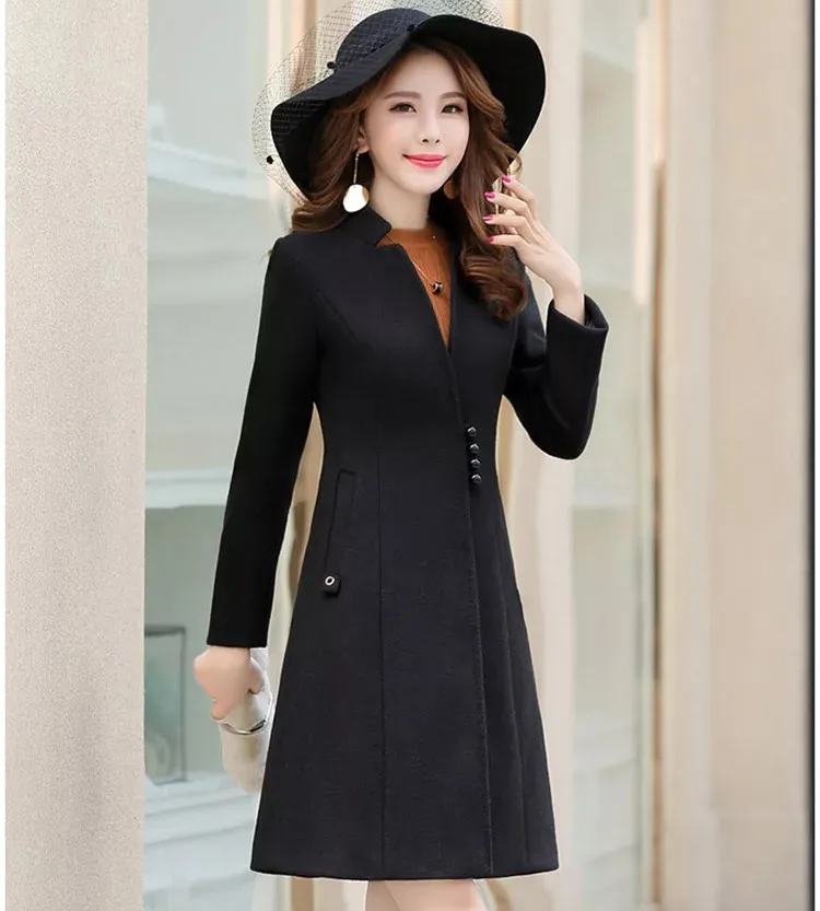 new design slim long women coats breasted trench coat fashion winter clothes