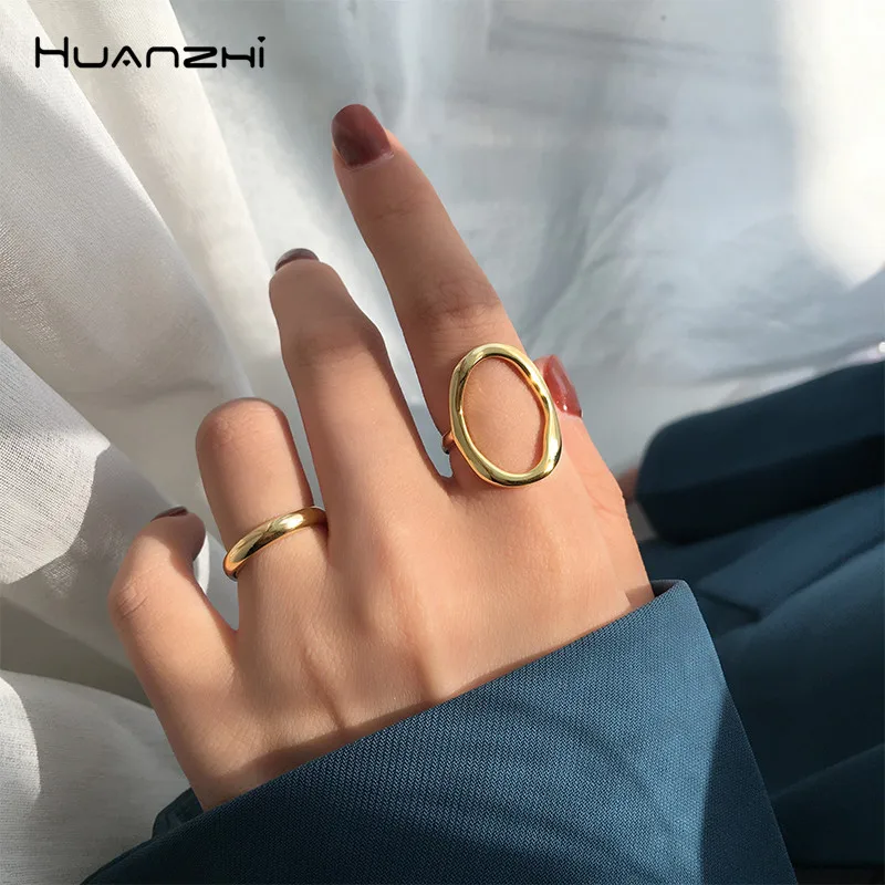 Кольцо HUANZHI Двухслойное регулируемое для мужчин и женщин металлическое кольцо