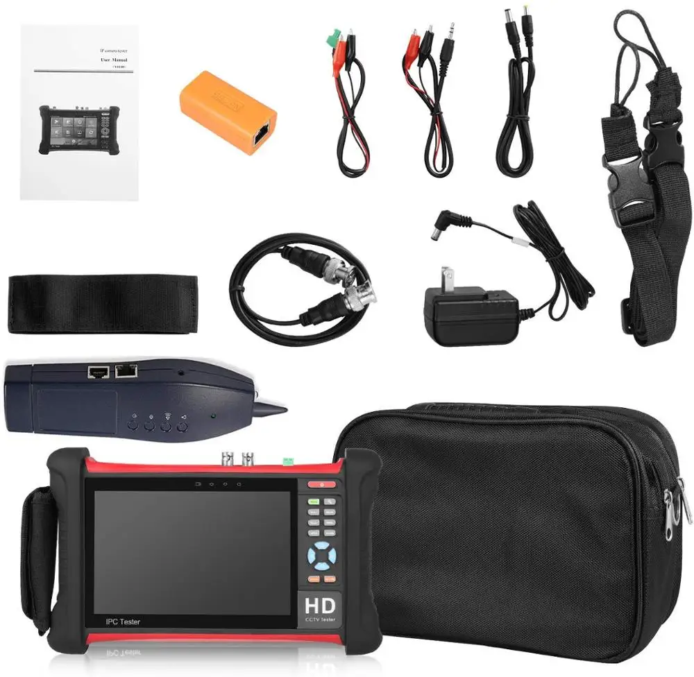 7 Inch H.265 4K IP CCTV Tester Monitor IP CVBS Camera Tester ONVIF WIFI HDMI Input POE 48V 12V Outp