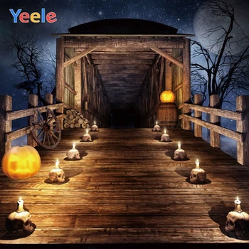 

Yeele Halloween Scary Party Skull Pumpkin Old Bridge hotography Backdrops Personalized Photographic Backgrounds For Photo Studio