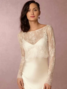 

Lace wrap White lace Bolero Bridal Shawl Bride wedding cape smock Dress women long sleeve backless Lace shirt bolero novia