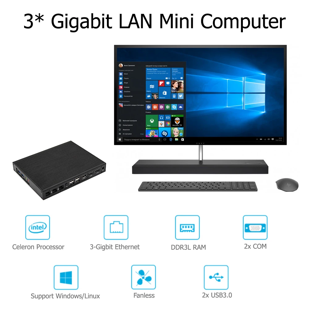 Maxtang Fanless Mini PC with Intel Celeron J3455 Quad Core, Windows 10, Dual WiFi, HDMI, DP, USB-C, 4K Gaming Computer. Description Image.This Product Can Be Found With The Tag Names Barebone Mini PC, Computer Office, Mini pc