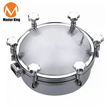 

MK 300mm Sanitary Round Pressure Manhole Cover SS304 for Fermentation Tank with Stainless Steel Handle Wheel