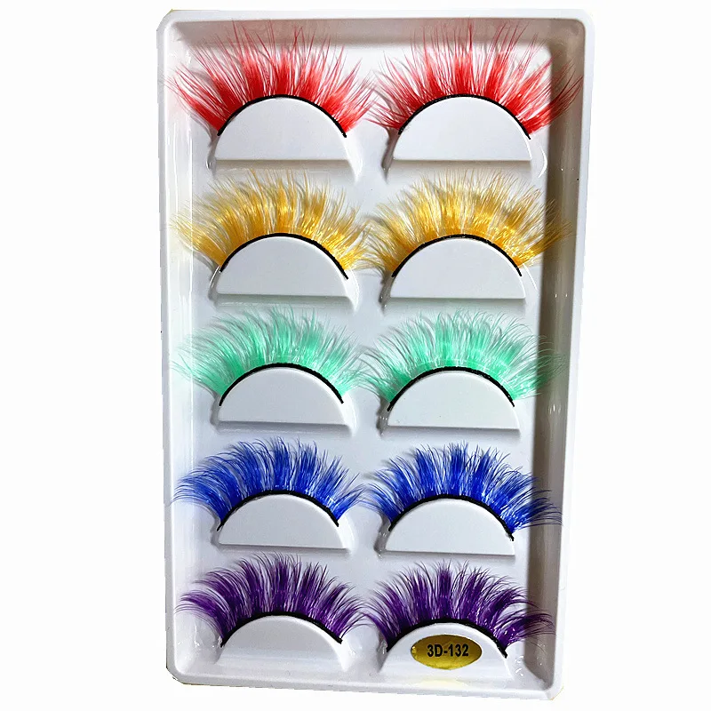

Free shipping Color mixed 3D five pairs of false eyelashes natural thick and soft stage makeup eyelashes eyelash extension