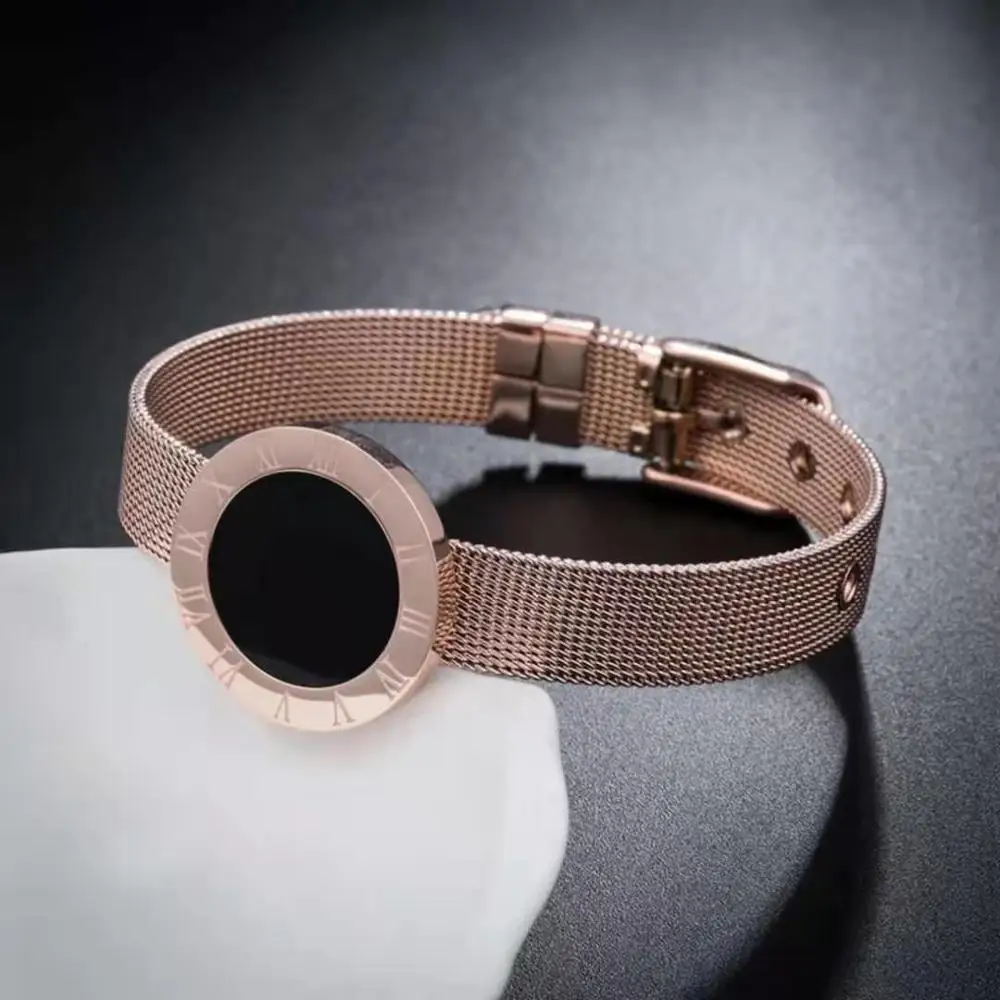 

Roman Numerals Bracelet 18 K Rose Gold Elegant Womens Titanium Steel Bangle Strap comes with a 100% Quality Guarantee