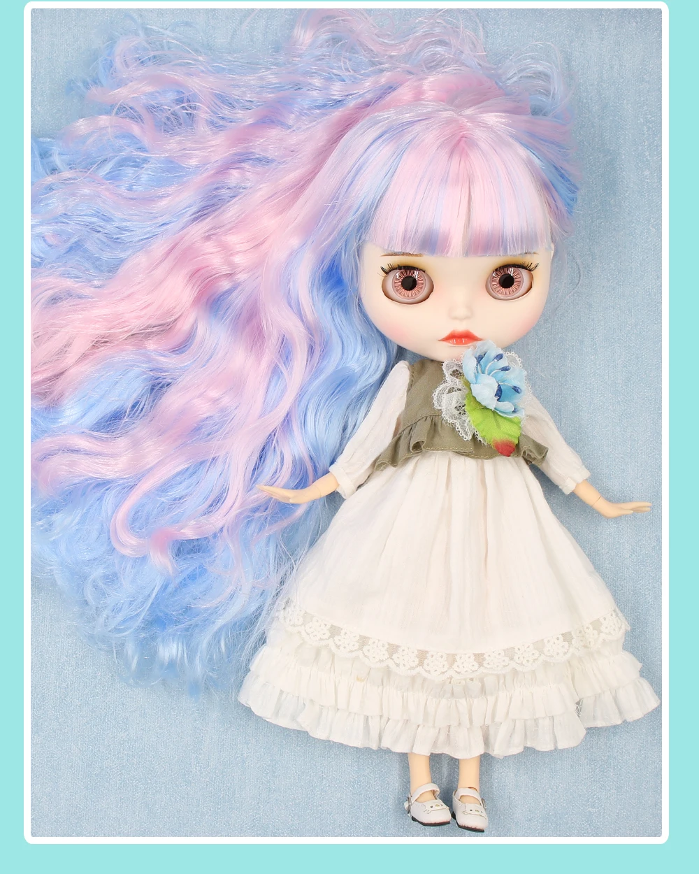 Neo Blythe Doll with Multi-Color Hair, White Skin, Matte Cute Face & Custom Jointed Body 2