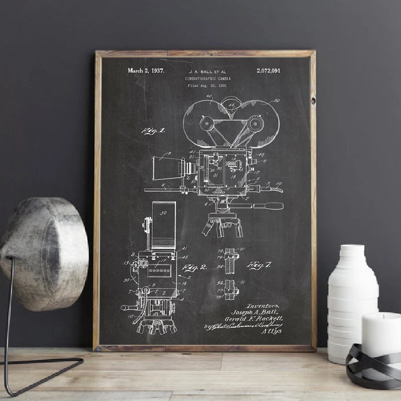 

Camera Patent Vintage Posters and Prints Photographers Gift Film Retro Art Canvas Painting Pictures Home Wall Art Decor