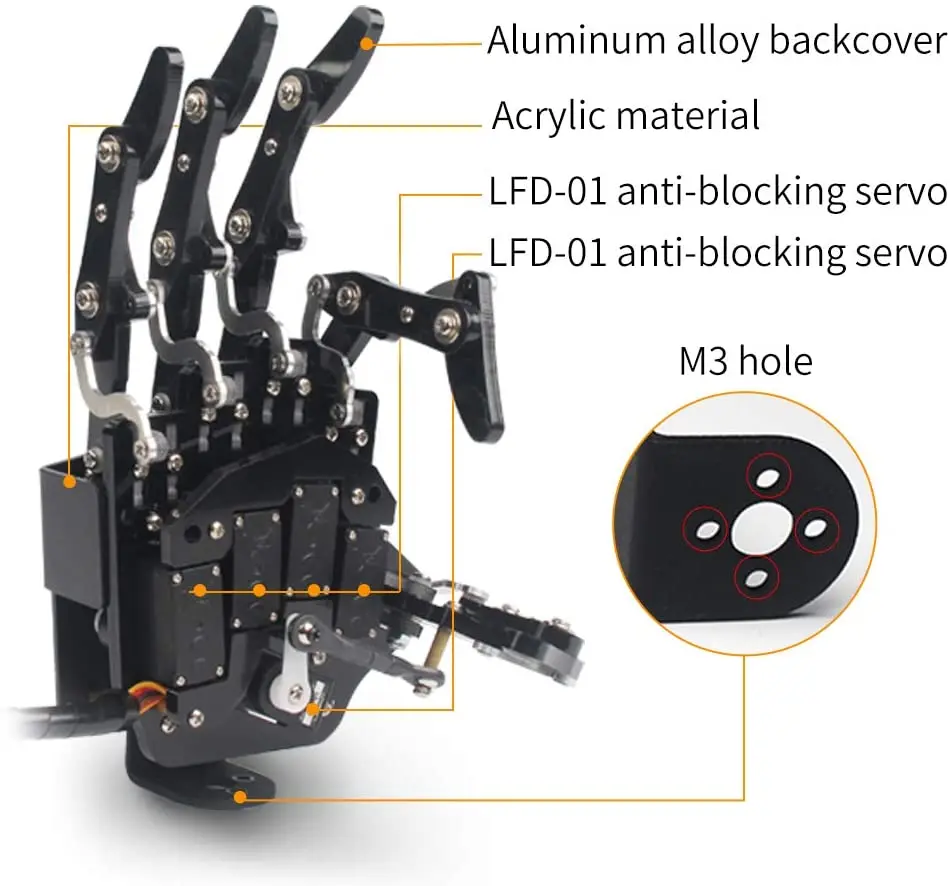 Hiwonder Bionic Robotic Mechanical Arm Robot Hand Five Fingers Can Move DIY Programming Toys
